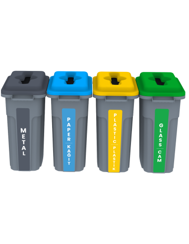 UTP401 RECYCLING BIN SET WITH FLAT LID - 4x70 LT