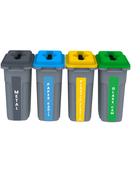 UTP401 RECYCLING BIN SET WITH FLAT LID - 4x70 LT
